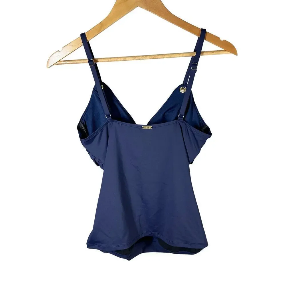 Lauren Ralph Lauren Women's Toggle Trim Tankini Top Dark Navy Swimwear